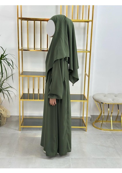 Kız Çocuk Tesettür Elbise,sufle Eşarp Takım Yeşil fiyatları