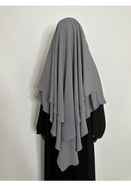 Sufle Hazır Esarp,arkası Iki Kat, Medine Ipegi ( Hac ve Umre Için Uygundur ) Khimar Hijap Gri indirimleri