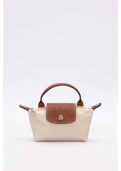 Krem Mini Boy Deri Kapak Detaylı El Çantası