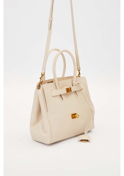 Krem Deri Aksesuar Detaylı El Çantası fiyatları