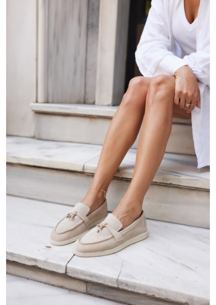 Casado Kadın Bej Gercek Suet Loafer Ayakkabi modelleri