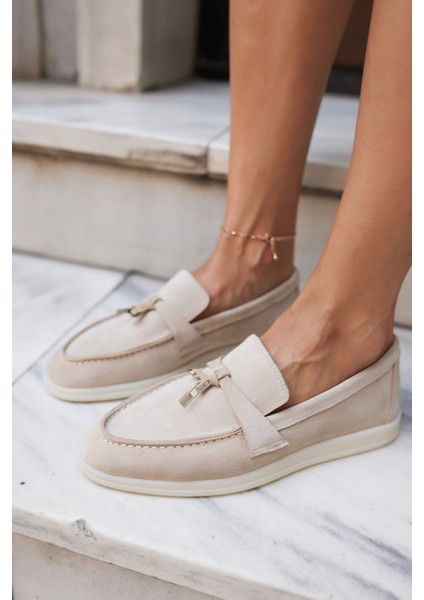 Casado Kadın Bej Gercek Suet Loafer Ayakkabi fırsatları