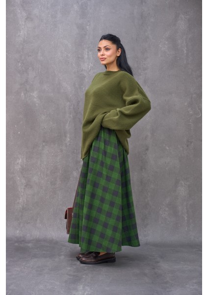 Yeşil Dama Desenli Pazen Balon Etek fiyatları