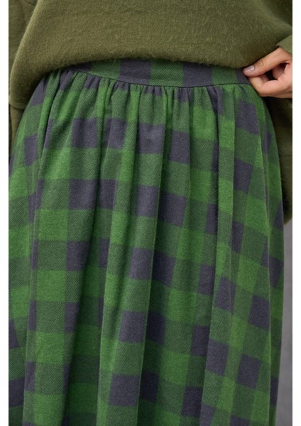 Yeşil Dama Desenli Pazen Balon Etek modelleri