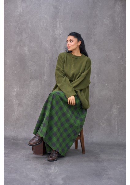 Yeşil Dama Desenli Pazen Balon Etek fırsatları