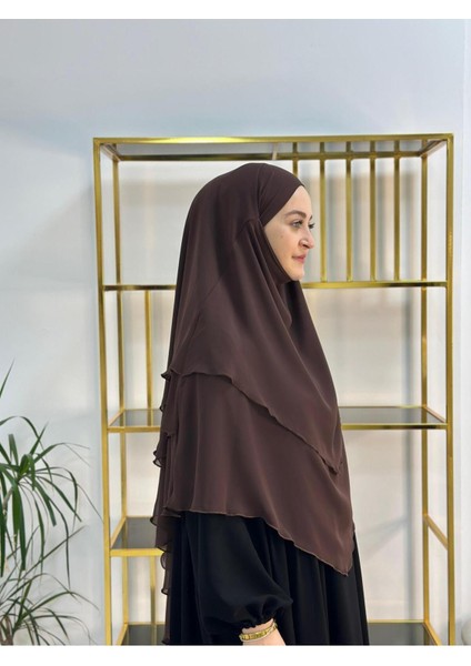 Tesettür Şifon Sufle,hazır Peçeli, Khımar ,hicap,kahve modelleri