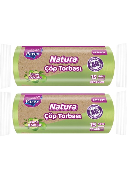 Natura Çöp Torbası Orta Boy 15'li 55 x 60 cm Ikili Paket