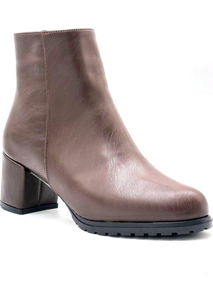 Amber Fermuarlı Kadın Bot Kahve