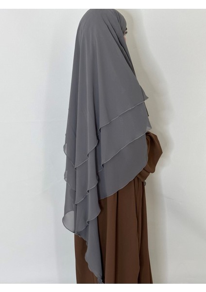 Üç Katlı Hazır Peçeli Sufle Khimar Şifon Esarp 4 Ipli fiyatları