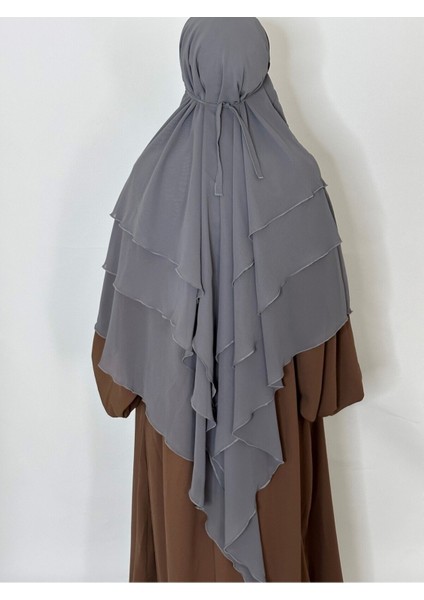 Üç Katlı Hazır Peçeli Sufle Khimar Şifon Esarp 4 Ipli indirimleri