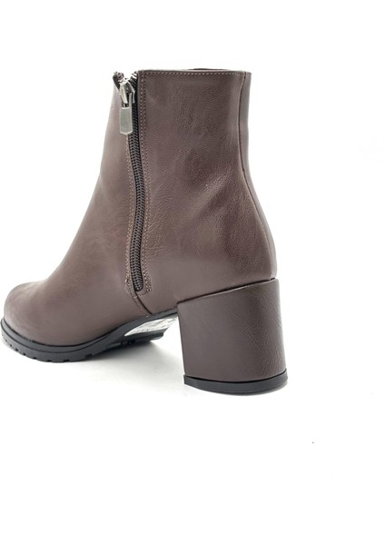 Amber Fermuarlı Kadın Bot Kahve modelleri