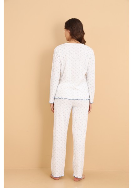 Mirano 8455 Pointel Kumaş Boydan Düğmeli Günlük Çiçekli Kadın Pijama Takımı indirimleri