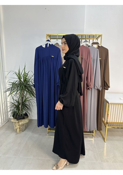 Şallı ve Üsten Robalı,kemerli Elbise Takım .hijap ,abaya (Hac ve Umre Için Uygundur) Siyah modelleri