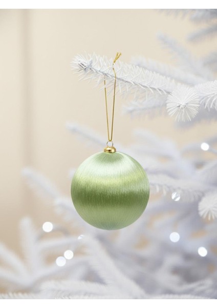 Yılbaşı Topu – Ipek Iplik Sarılı Çam Ağacı Süsü Yağ Yeşili 8 cm