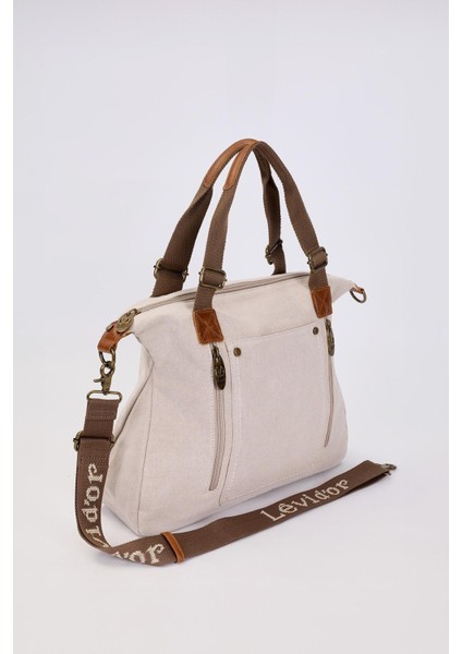 Vizon Çift Fermuarlı Kumaş Askılı El Çantası fiyatları