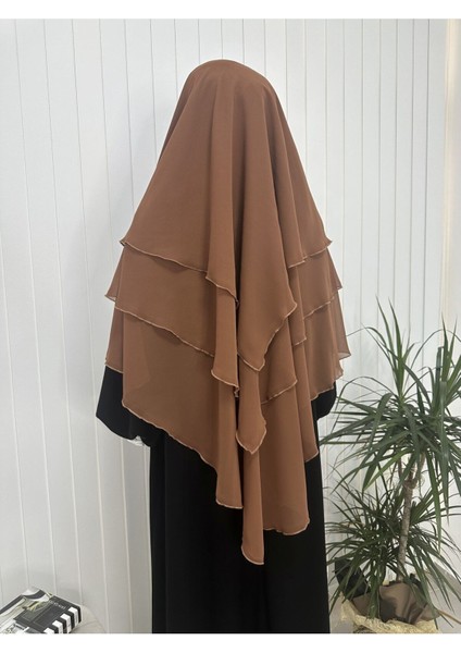 Üç Katlı Multı Sifon Sufle Eşarp ,khimar Hazır Eşarp Bağcıklı Eşarp Peçeli Kiremit Renk indirimleri