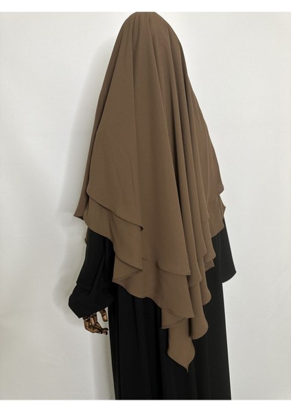 Sufle Hazır Esarp,arkası Iki Kat, Medine Ipegi ( Hac ve Umre Için Uygundur ) Khimar Hijap Kahve modelleri