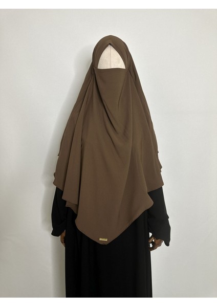 Sufle Hazır Esarp,arkası Iki Kat, Medine Ipegi ( Hac ve Umre Için Uygundur ) Khimar Hijap Kahve indirimleri