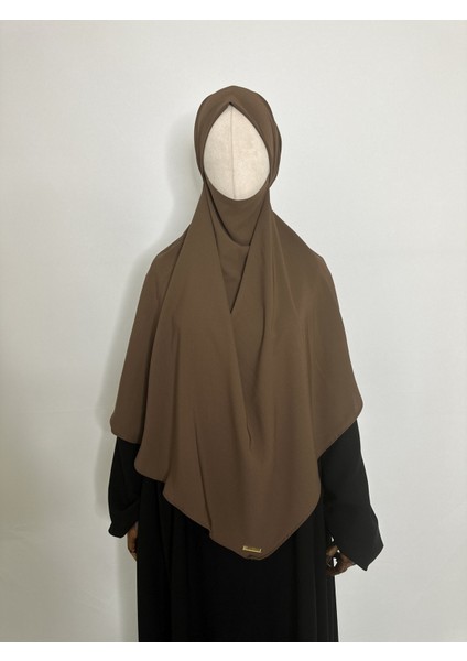 Sufle Hazır Esarp,arkası Iki Kat, Medine Ipegi ( Hac ve Umre Için Uygundur ) Khimar Hijap Kahve