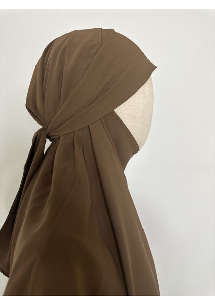 Sufle Hazır Esarp,arkası Iki Kat, Medine Ipegi ( Hac ve Umre Için Uygundur ) Khimar Hijap Kahve
