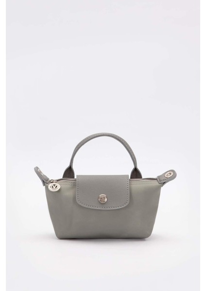 A.Gri Mini Boy Deri Kapak Detaylı El Çantası