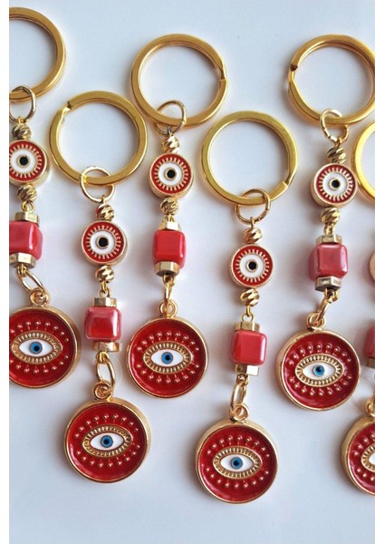 Hediyelik Nazar Boncuklu Göz Kırmızı Anahtarlık modelleri