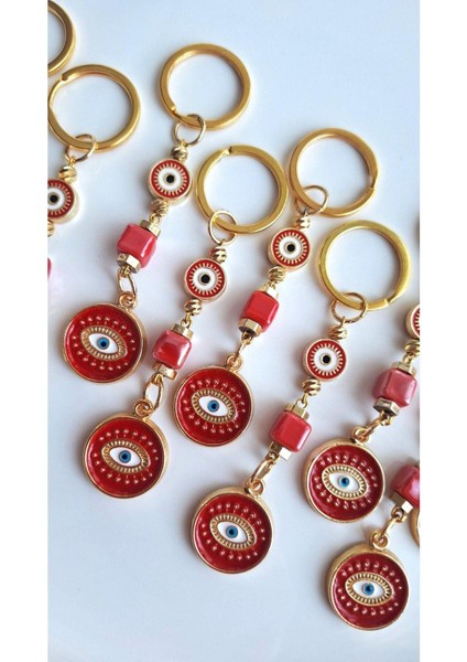 Hediyelik Nazar Boncuklu Göz Kırmızı Anahtarlık fırsatları
