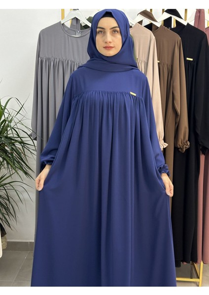 Ferace & Abaya Sufle Esarp ve Üsten Robalı Kemerli Elbise Takım .hac ve Umre Için Uygundur Indigo fiyatları