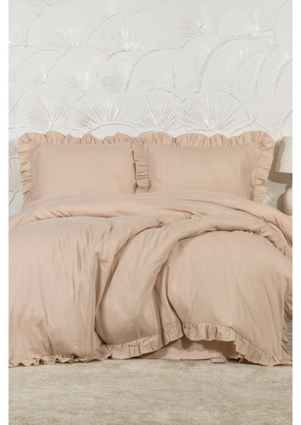 Romantic Nevresim Takımı Çift Kişilik Lastikli Çarşaf (200X220 Cm) Bej