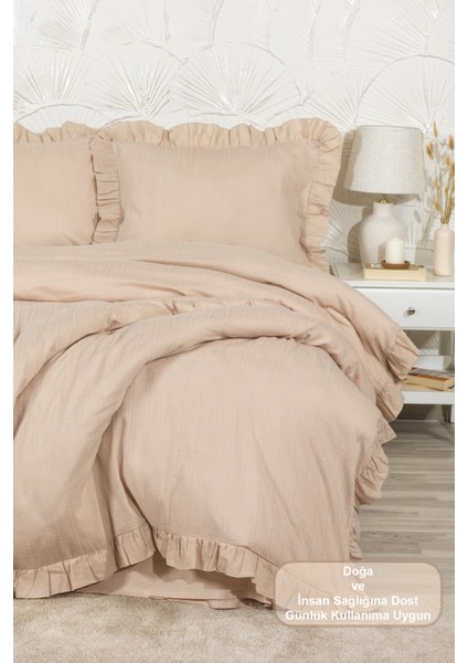 Romantic Nevresim Takımı Çift Kişilik Lastikli Çarşaf (200X220 Cm) Bej fiyatları