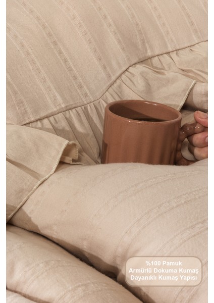 Romantic Nevresim Takımı Çift Kişilik Lastikli Çarşaf (200X220 Cm) Bej fırsatları