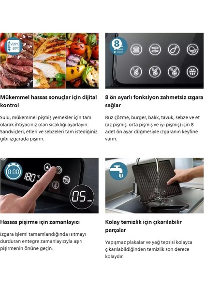7000 Serisi Izgara ve Tost Makinesi, Hassas Dijital Kontrol -8 Ön Ayarlı Program &çıkarılabilir,yıkanabilir Yapışmaz Plakalar fiyatları