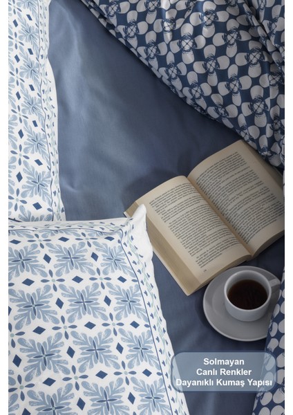 Amanda Nevresim Takımı Çift Kişilik Lastikli Çarşaf (200X220 Cm) Mavi modelleri