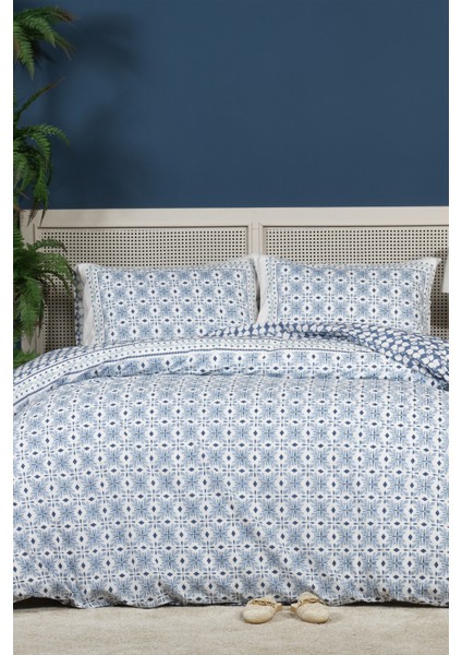 Amanda Nevresim Takımı King Size Lastikli Çarşaf (240X220 Cm) Mavi