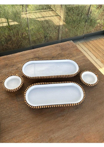 Tekstil 4 ’lü Hasır Görünümlü Servis ve Sunum Seti – Şık Masa Sunumları Için - Siyah indirimleri