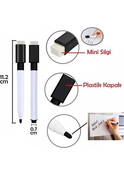 Yaz Sil Kalemi Seti - Yazı Tahtası Kalemi (6 Adet Siyah) fiyatları