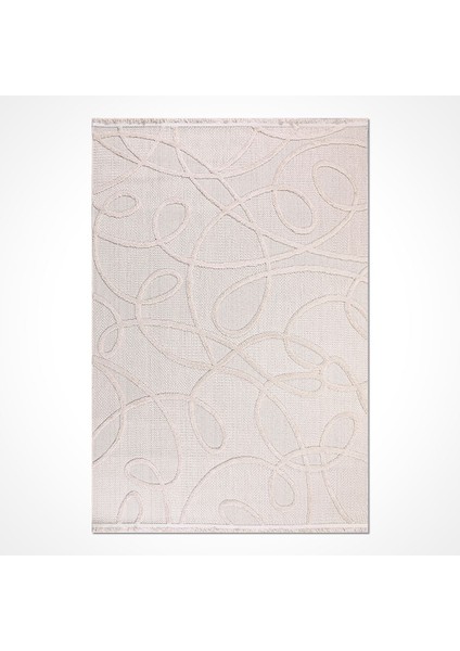 Fox Iskandinav Krem Kabartmalı Modern Dokuma Halı - FC02K