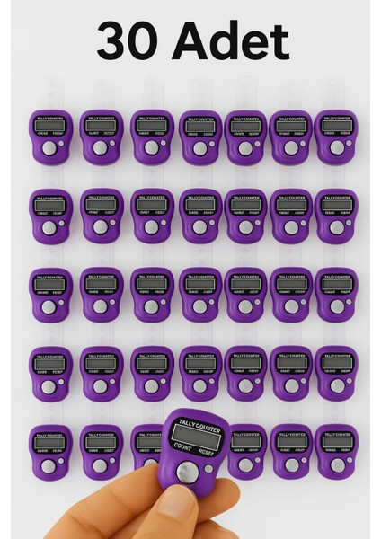 30 Adet Mor – Dijital Parmak Tipi Yüzük Tesbih, Namaz Zikir Sayacı