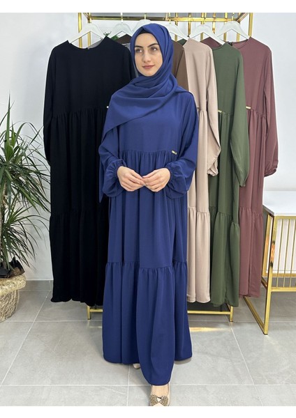 Iki Kat Büzgülü Elbise ve Şallı Takım .hijap ,abaya (Hac ve Umre Için Uygundur) Indigo fiyatları