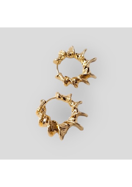 Kadın Çelik Retro Sarmal Halka Küpe (Altın Gold Renkli Kararmaz) modelleri