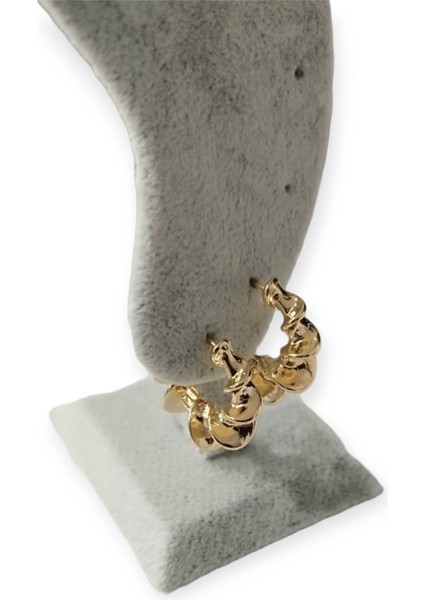 Kadın Çelik Retro Sarmal Halka Küpe (Altın Gold Renkli Kararmaz) fırsatları