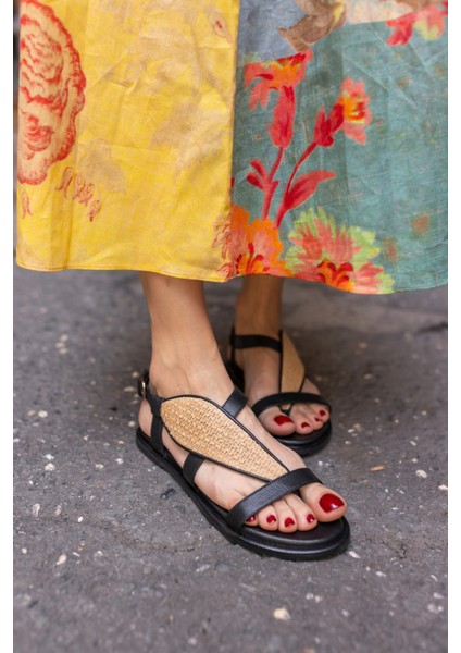 Leaf Kadın Bej Gerçek Deri Parmak Arasi Sandalet