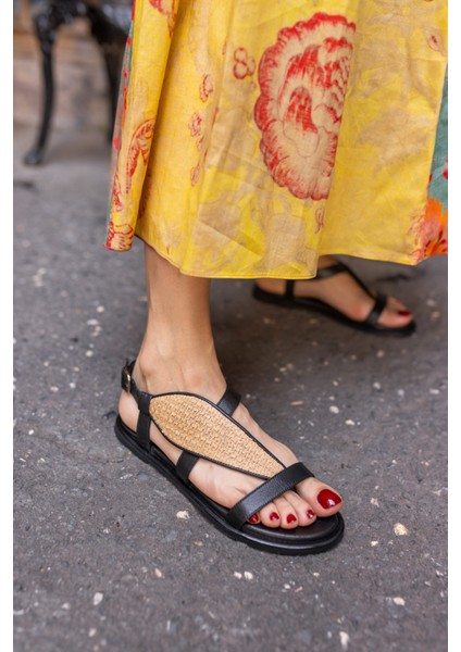 Leaf Kadın Bej Gerçek Deri Parmak Arasi Sandalet