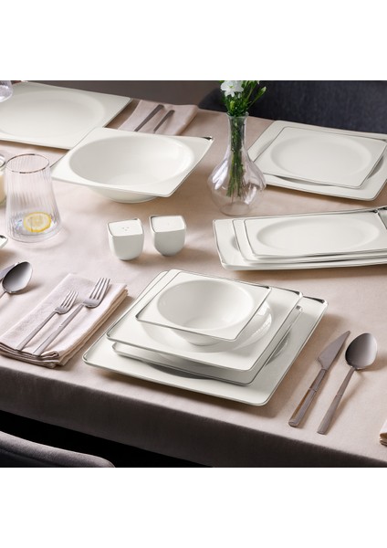 Crystal Ixir Platin 56 Parça 12 Kişilik Yemek Takımı