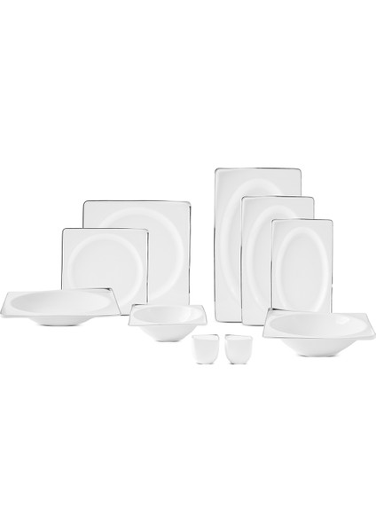 Crystal Ixir Platin 56 Parça 12 Kişilik Yemek Takımı