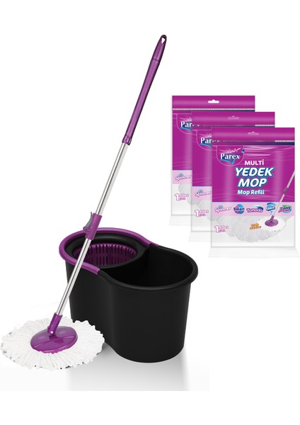 Black Editlon Otomatik Temizlik Seti ve 3'lü Yedek Mop