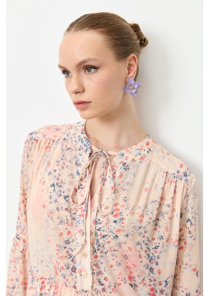 Eteği Volanlı Uzun Şifon Elbise-Kırmızı modelleri