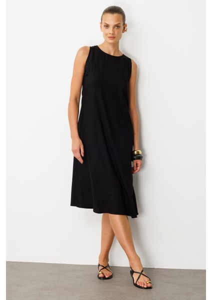 Rahat Kalıp Coton Elbise-Siyah fiyatları