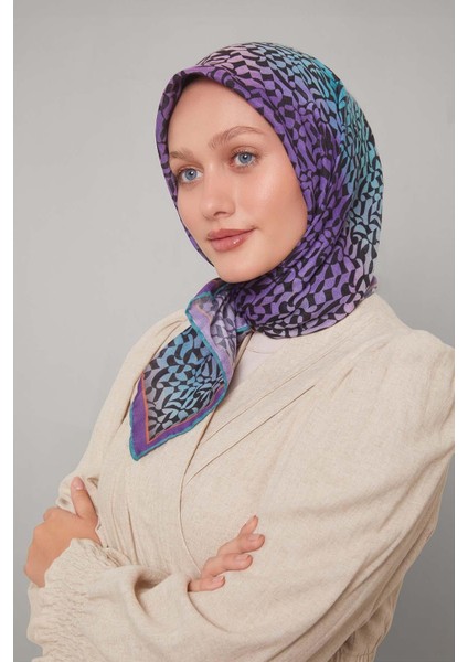 Mor Renk Geçişli Desen Soft Eşarp modelleri