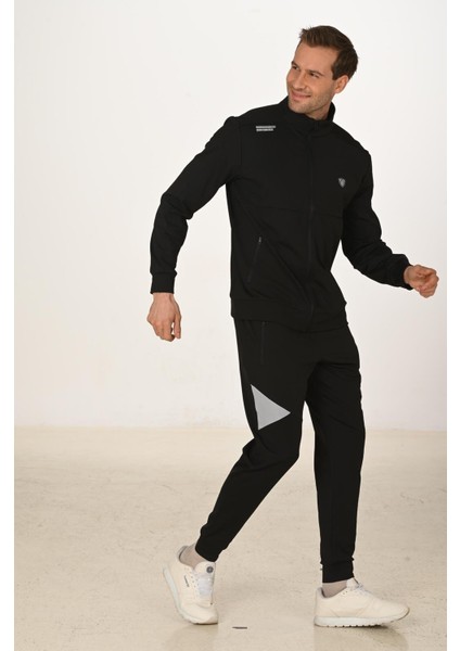 Şardonlu Dalgıç Erkek Eşofman Takımı Siyah 5255-S